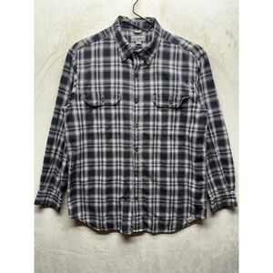 Carhartt Fort Shirt Mens L Gray Black Red Plaid Relaxed Fit Long Sleeve Buttonup